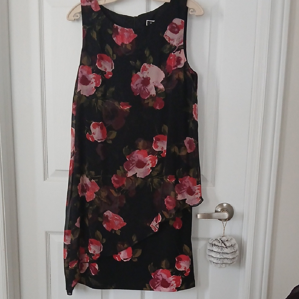 Asymmetrical Floral Dress - Black and Red NWT